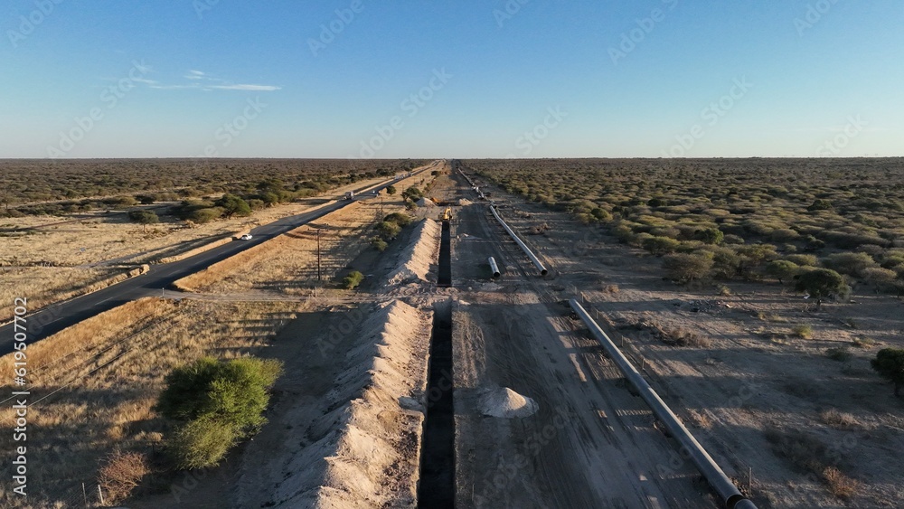 Water pipeline installation between Gaborone and Mahalapye, Botswana, Africa