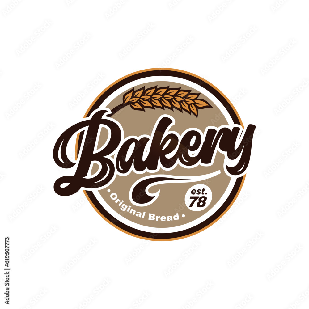 Obraz premium Vector vintage bakery logo concept
