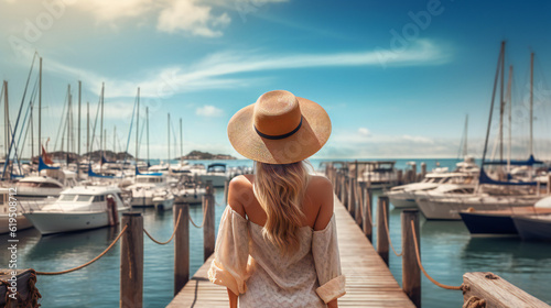 Woman on Holiday, Vacation, mediterranean, Harbor