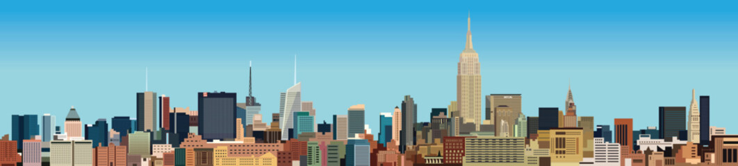Gordijnen Koraalgroen Newyork landscape cartoon vector  © Putra