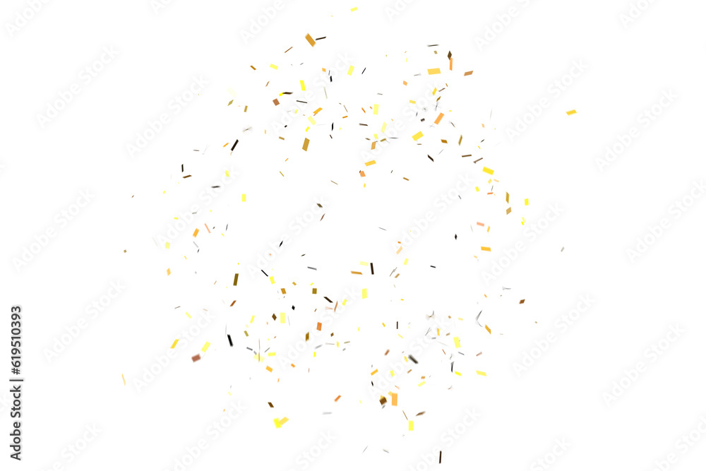 Golden Colorful Confetti Overlay Isolated On A Transparent Background