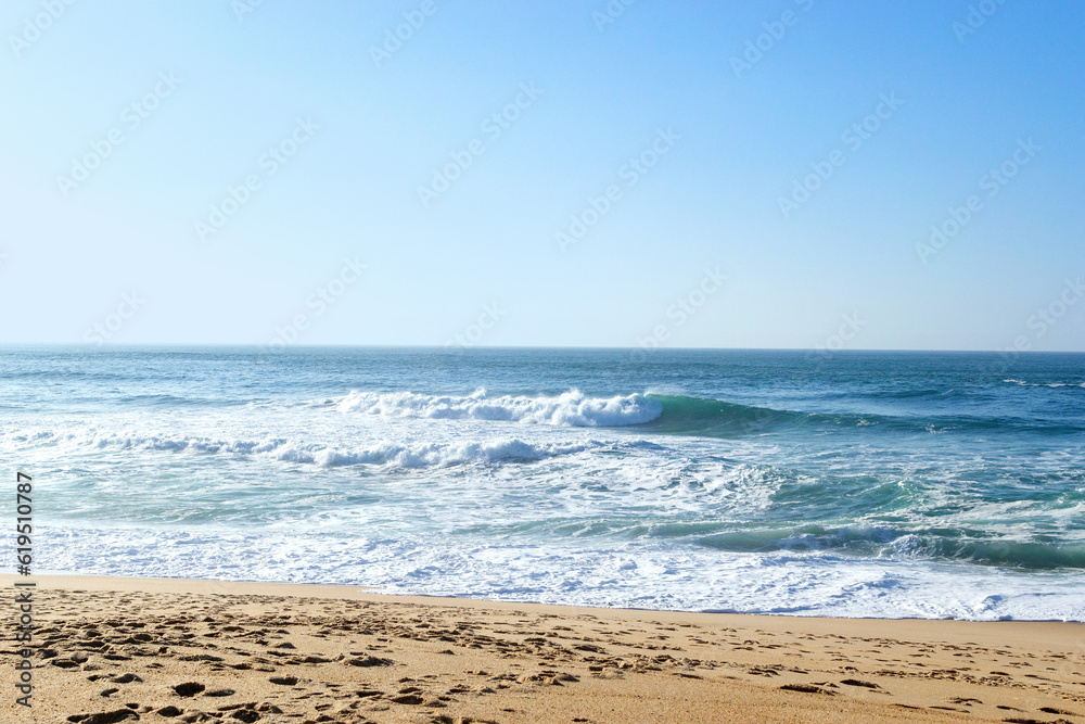 The coastline of Portugal is the best place to relax. Big waves in the Atlantic Ocean for surfing and meditation.