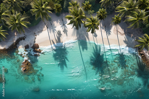 Tropical island with palm trees . Generative AI © Vika art