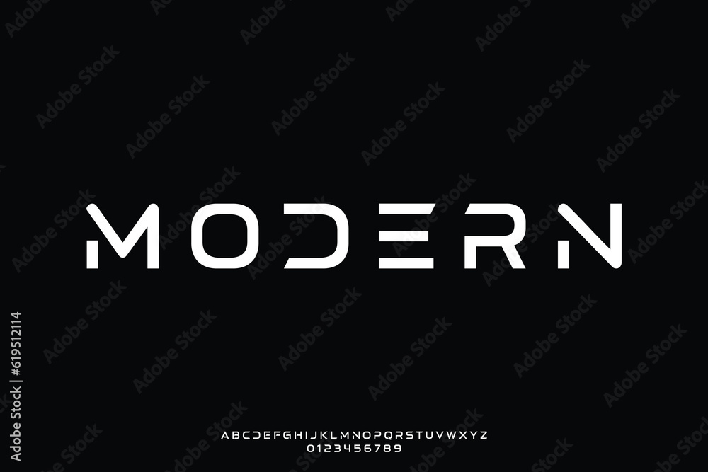 Abstract modern typeface display font vector. Unique contemporary typography style illustration