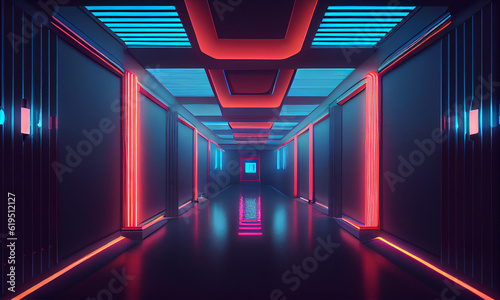 futuristic background colorful tunnel with light