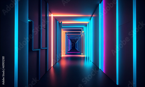 futuristic background tunnel colorful light in the tunnel