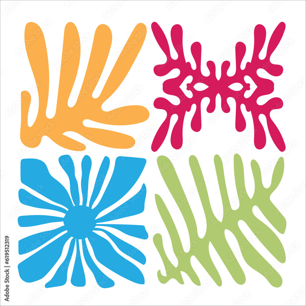 Abstract set of doodle style botanical elements. Abstract set of doodle style botanical elements.