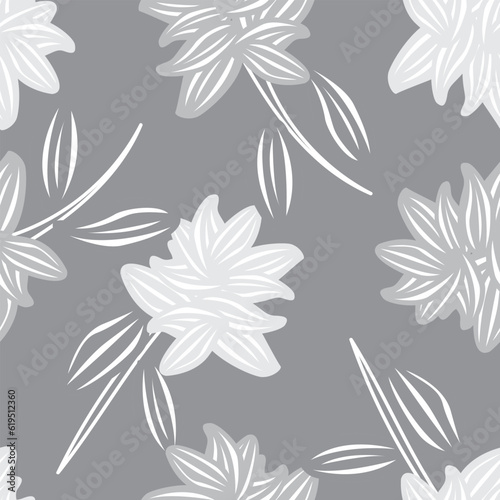 Monochrome Floral Seamless Pattern Design Background