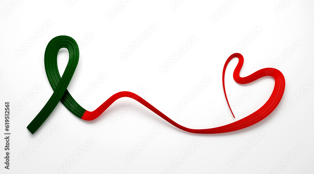 3d Flag Of Portugal Heart Shaped Wavy Awareness Ribbon flag On White Background, 3d illustration 3d Flag Of Portugal Heart Shaped Wavy Awareness Ribbon flag On White Background, 3d illustration
