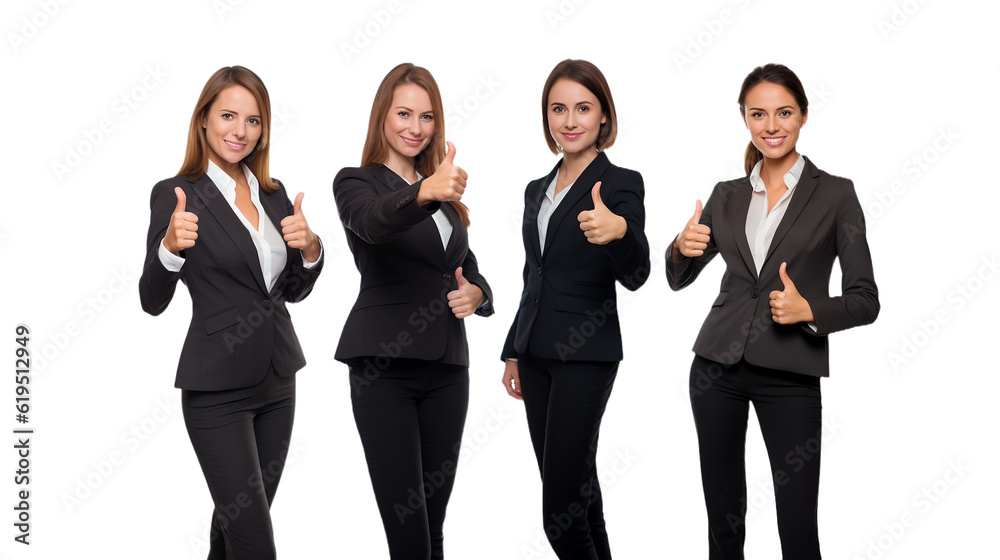 Set of businesswomen giving thumbs up isolated on transparent background - Fictional Person, Generative AI Set of businesswomen giving thumbs up isolated on transparent background - Fictional Person, Generative AI