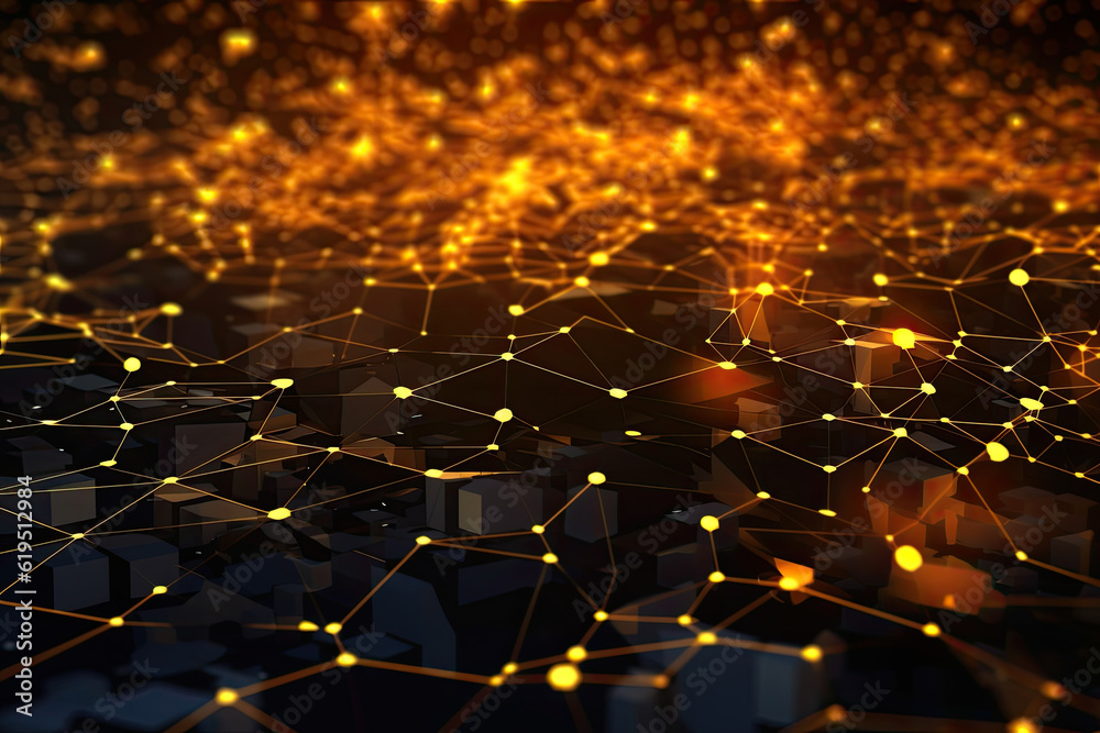 Fototapeta premium A high-tech and futuristic abstract vector background with a dark yellow color scheme. Generative AI.