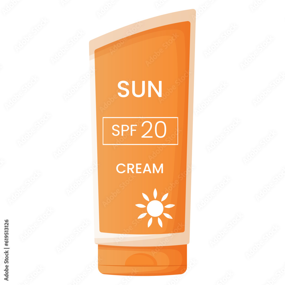 Cream tube with sun cream isolated on white background Cream tube with sun cream isolated on white background