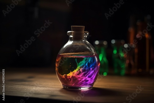 Colorful liquid potion bottle. Generate Ai