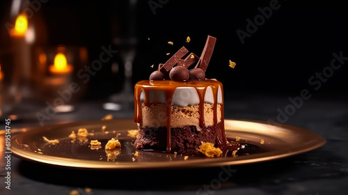 Fine Dining Dish in Luxury Background, Colorful  and Yummy Desserts as Artful Decorations