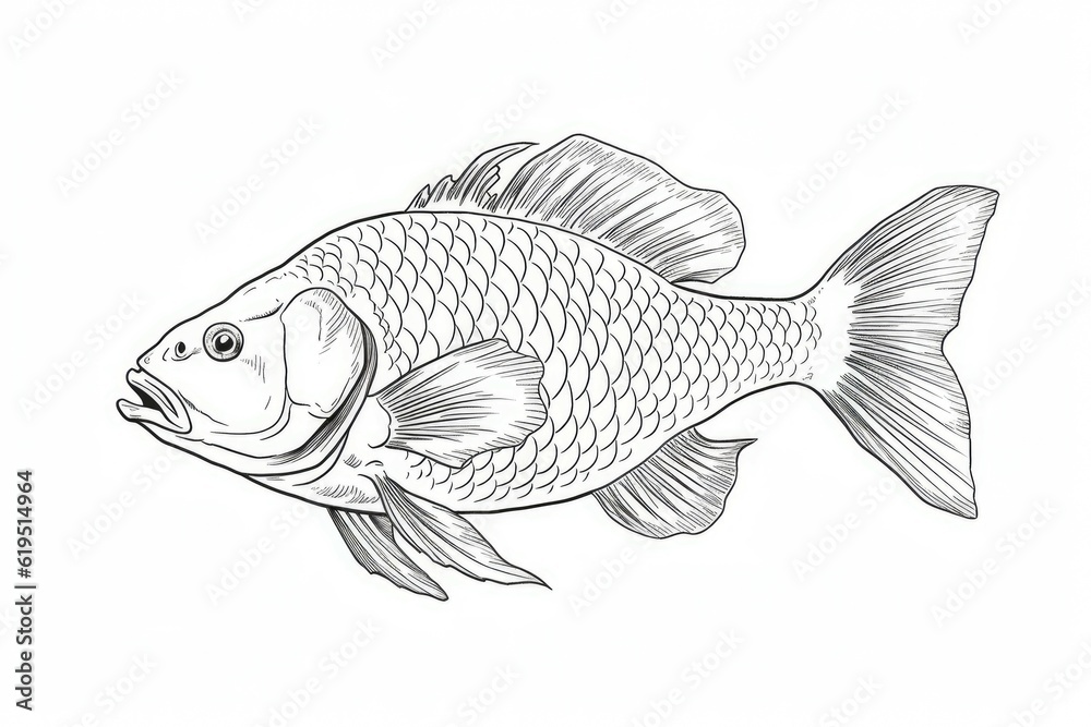 Fototapeta premium Coloring book fish. Generate Ai