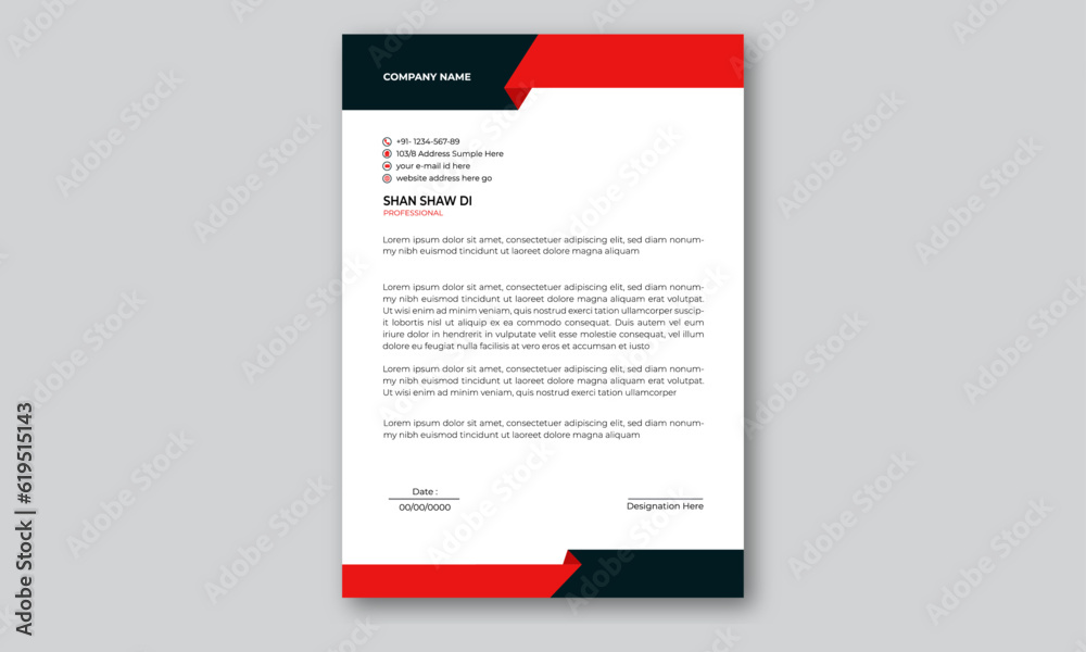  corporate letterhead .  Professional & modern letterhead template design with geometric shapes. Vector graphic design.