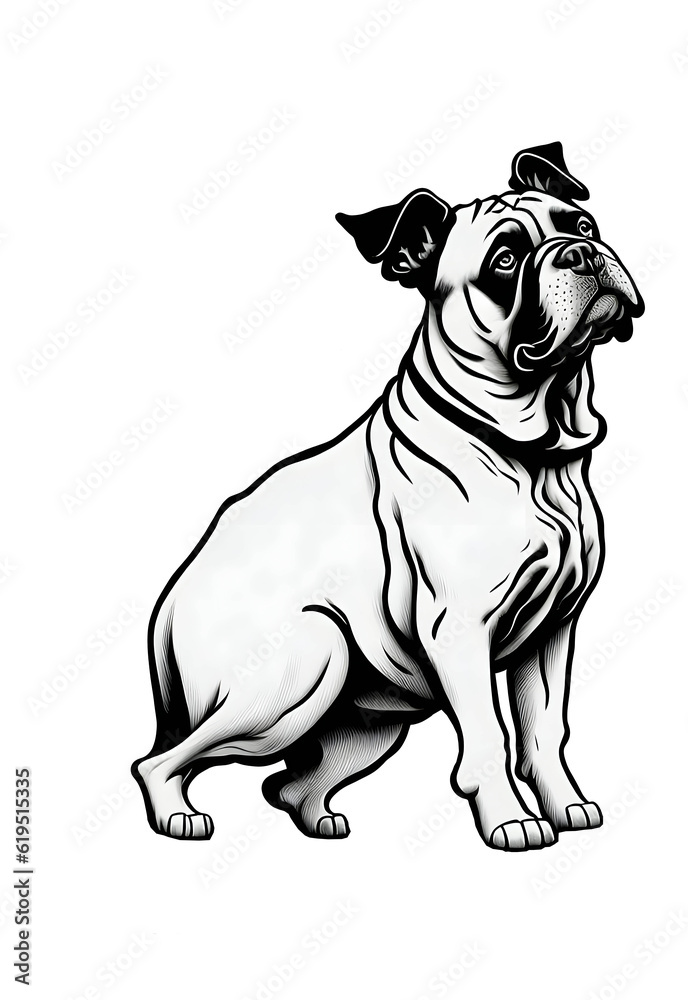 french bulldog portrait, sad boring dog illustration. ai generated 