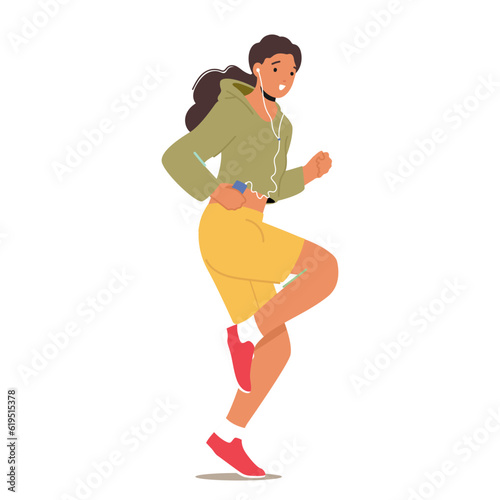 Energetic Young Woman Sprinting Through The City Streets, Determined And Focused, Participating In Challenging Marathon
