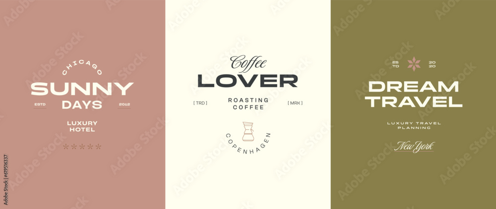 Vector bohemian style logo template to create stunning brand identity Vector bohemian style logo template to create stunning brand identity