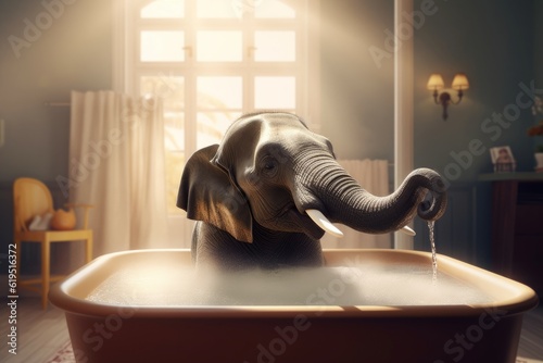 Elephant bathtub. Generate Ai