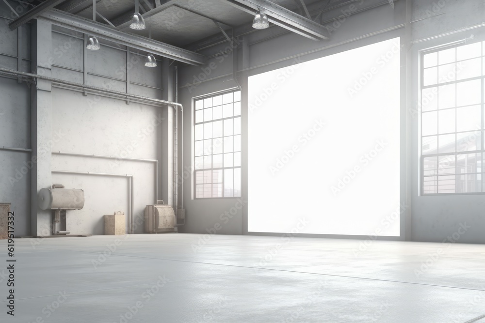 Empty factory warehouse. Generate Ai Empty factory warehouse. Generate Ai