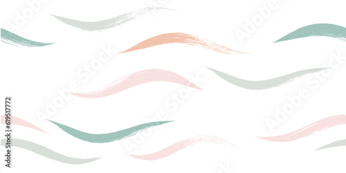 Seamless Wave Pattern, Hand drawn pink vector background. Wavy girly brush stroke, curly grunge paint lines, watercolor illustration
