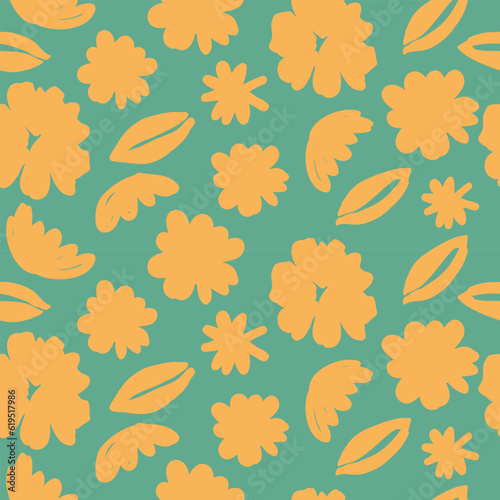 Hand drawn flowers, seamless patterns with floral for fabric, textiles, clothing, wrapping paper, cover, banner, interior decor, abstract backgrounds.