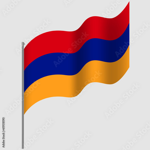 Free Download Waved Armenia flag. Armenian flag on flagpole. Vector emblem of Armenia - GFXLoad