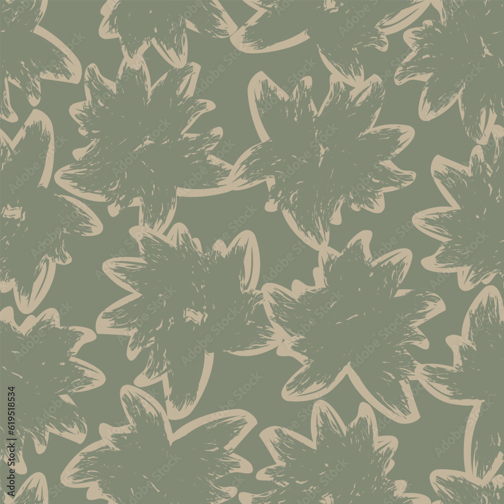 Fototapeta premium Neutral Colour Abstract Floral Seamless Pattern Design
