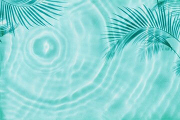 Shadow of leaf of palm tree on a water background