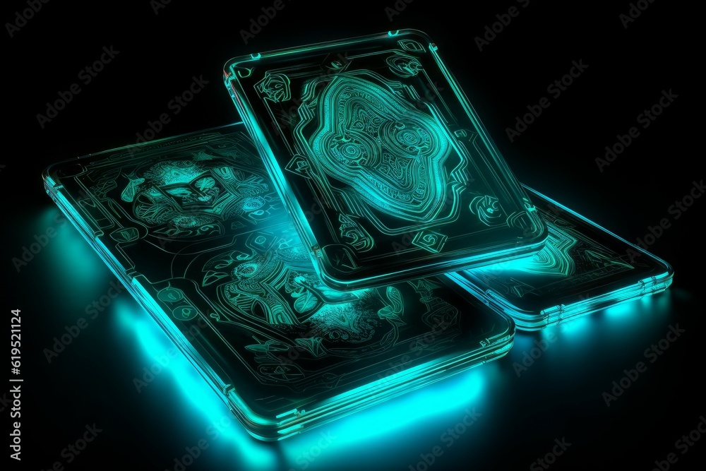 Neon play cards. Generate Ai Neon play cards. Generate Ai