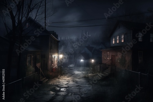 Night dark street. Generate Ai