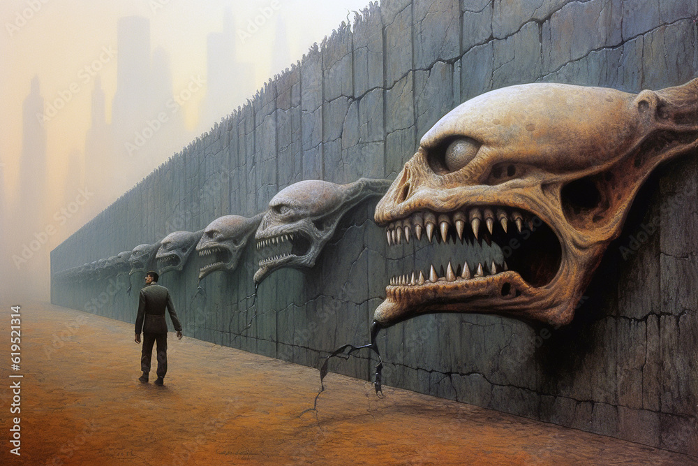 man at the fantasy wall, Generative AI man at the fantasy wall, Generative AI