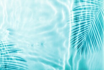Shadow of leaf of palm tree on a water background