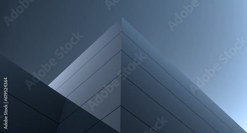 Wall design, block architecture.Structure of modern metal wall design with shadow. The concept of a modern building, structure. 3D render