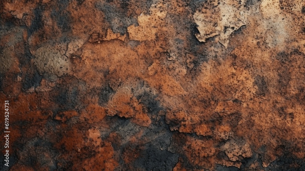 old grunge copper bronze rustic texture dark black.Generative AI