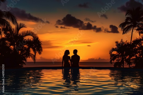 Couple enjoying sunset. Generate Ai © nsit0108