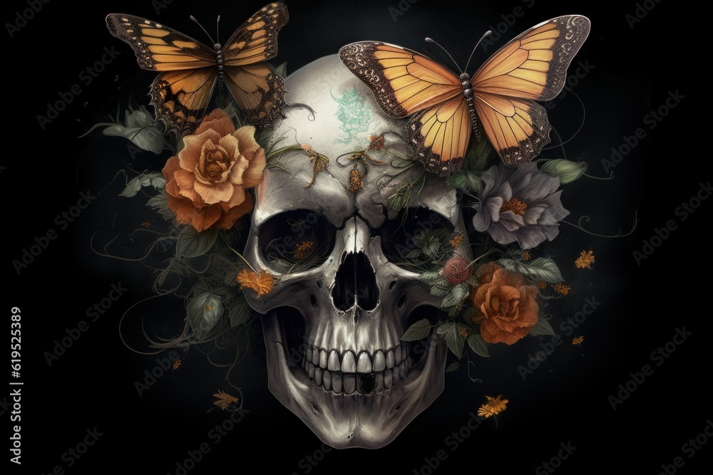 Skull butterfly. Generate Ai