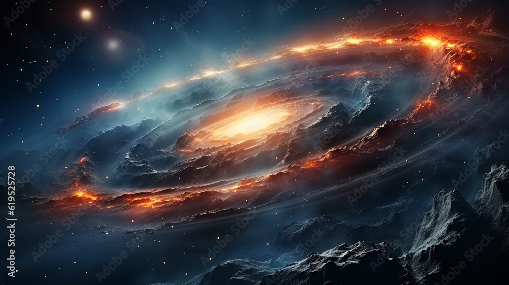 Spiral galaxy, illustration of Milky Way.ai generative