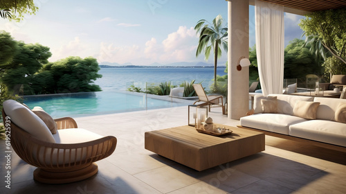 Luxury terrace with breath-taking view of the sea lagoon
