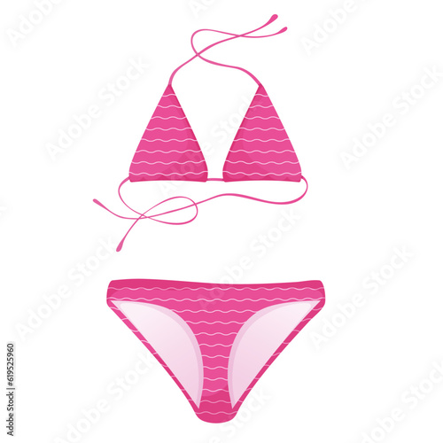 Pink bikini, swimsuit, beachwear isolated on white. Summer time.
