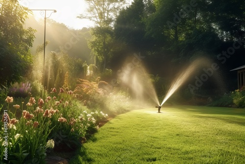 Sprinklers garden. Generate Ai