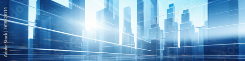 banner of city with skyscrapers and futuristic office buildings. abstract design © mimadeo