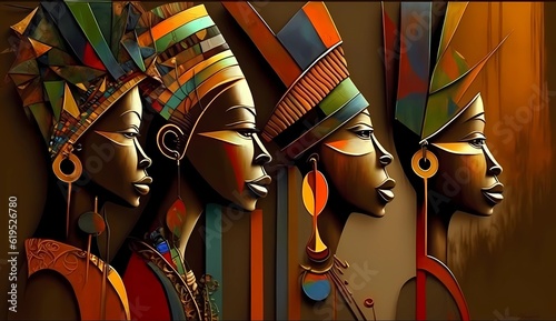 Modern abstract african art. Traditional african painting. Generative AI