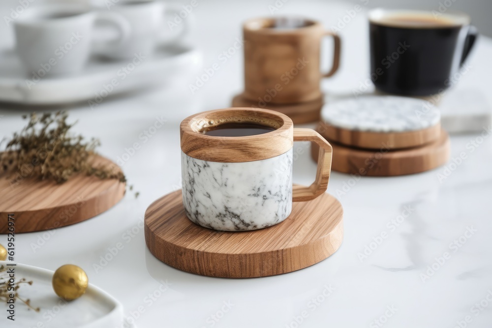 Tea wooden cup. Generate Ai Tea wooden cup. Generate Ai