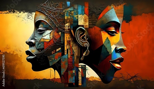 Modern abstract african art. Traditional african painting. Generative AI