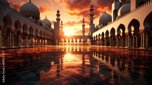 Amazing sunset view at Mosque. © visoot