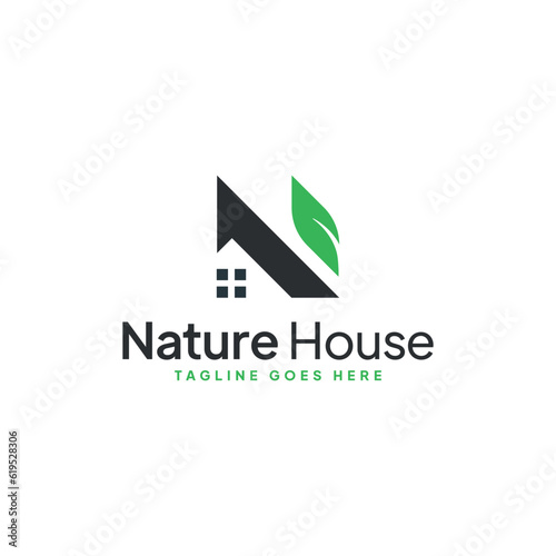 Nature house logo design in the shape of the letter N