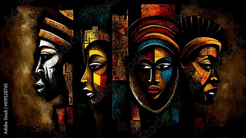 Modern abstract african art. Traditional african painting. Generative AI