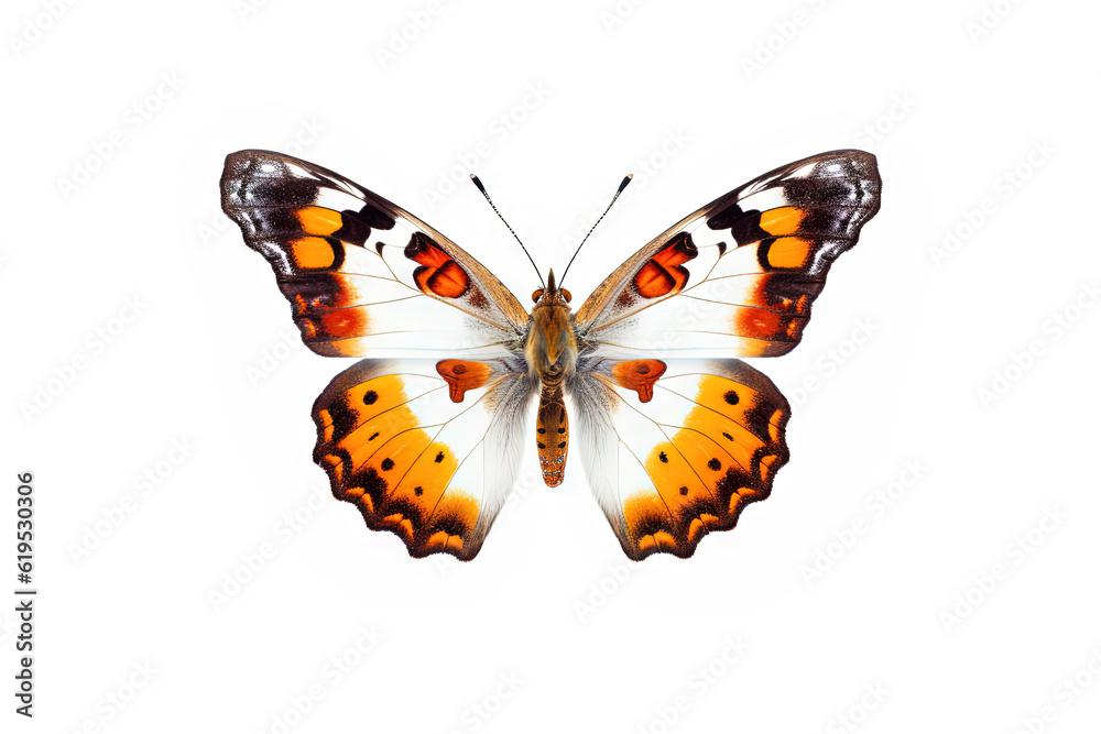 Butterfly with colorful wings isolated on white. Generative AI.